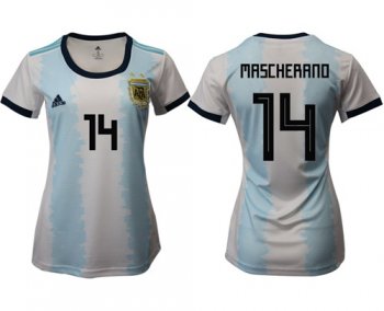 Women's Argentina #14 Mascherano Home Soccer Country Jersey