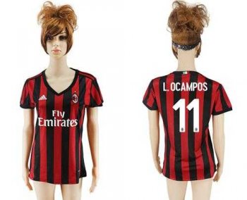 Women's AC Milan #11 L.Ocampos Home Soccer Club Jersey