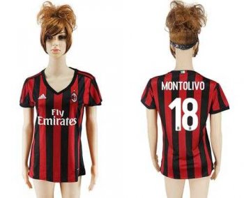 Women's AC Milan #18 Montolivo Home Soccer Club Jersey