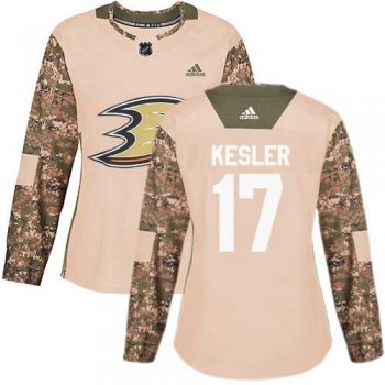 Women's Adidas Anaheim Ducks #17 Ryan Kesler Camo Authentic 2017 Veterans Day Stitched NHL Jersey