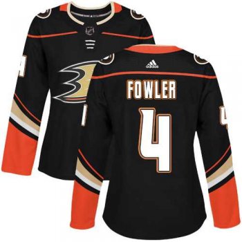 Women's Adidas Anaheim Ducks #4 Cam Fowler Black Home Authentic Stitched NHL Jersey