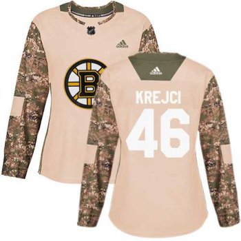 Women's Adidas Boston Bruins #46 David Krejci Camo Authentic 2017 Veterans Day Stitched NHL Jersey