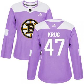 Women's Adidas Boston Bruins #47 Torey Krug Purple Authentic Fights Cancer Stitched NHL