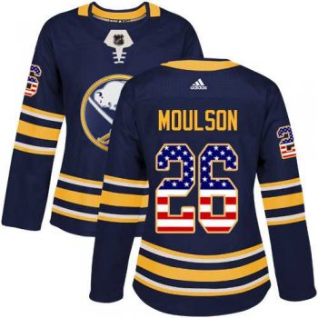 Women's Adidas Buffalo Sabres #26 Matt Moulson Navy Blue Home Authentic USA Flag Stitched NHL Jersey