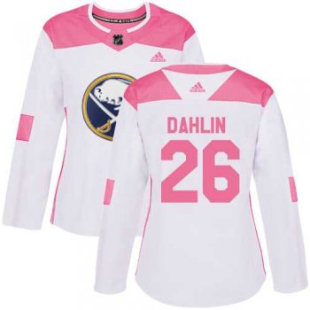 Women's Adidas Buffalo Sabres #26 Rasmus Dahlin White Pink Authentic Fashion Stitched NHL Jersey