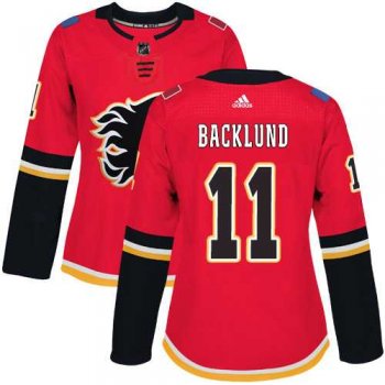 Women's Adidas Calgary Flames #11 Mikael Backlund Red Home Authentic Stitched NHL Jersey