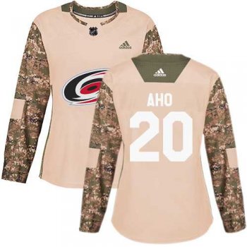 Women's Adidas Carolina Hurricanes #20 Sebastian Aho Camo Authentic 2017 Veterans Day Stitched NHL Jersey