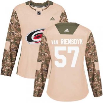 Women's Adidas Carolina Hurricanes #57 Trevor Van Riemsdyk Camo Authentic 2017 Veterans Day Stitched NHL Jersey