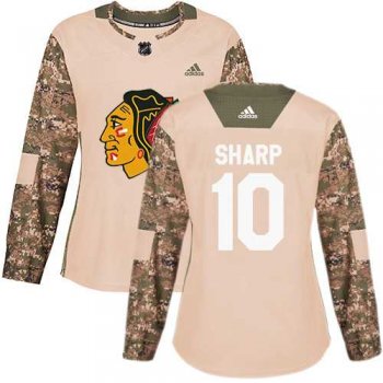 Women's Adidas Chicago Blackhawks #10 Patrick Sharp Camo Authentic 2017 Veterans Day Stitched NHL Jersey