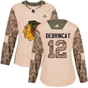 Women's Adidas Chicago Blackhawks #12 Alex DeBrincat Camo Authentic 2017 Veterans Day Stitched NHL Jersey