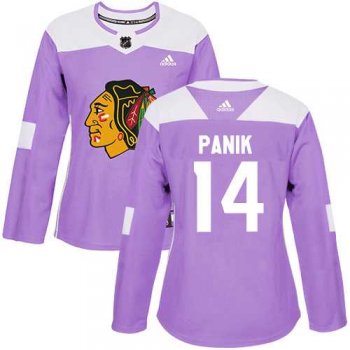 Women's Adidas Chicago Blackhawks #14 Richard Panik Purple Authentic Fights Cancer Stitched NHL