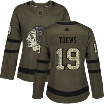 Women's Adidas Chicago Blackhawks #19 Jonathan Toews Green Salute to Service Stitched NHL Jersey