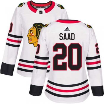 Women's Adidas Chicago Blackhawks #20 Brandon Saad White Road Authentic Stitched NHL Jersey