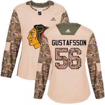 Women's Adidas Chicago Blackhawks #56 Erik Gustafsson Camo Authentic 2017 Veterans Day Stitched NHL Jersey