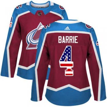 Women's Adidas Colorado Avalanche #4 Tyson Barrie Burgundy Home Authentic USA Flag Stitched NHL Jersey