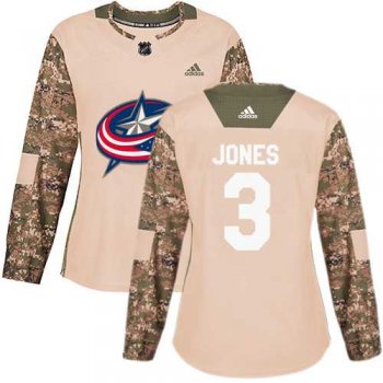 Women's Adidas Columbus Blue Jackets #3 Seth Jones Camo Authentic 2017 Veterans Day Stitched NHL Jersey