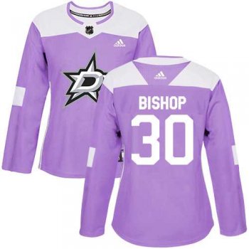 Women's Adidas Dallas Stars #30 Ben Bishop Purple Authentic Fights Cancer Stitched NHL