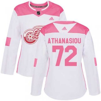 Women's Adidas Detroit Red Wings #72 Andreas Athanasiou White Pink Authentic Fashion Stitched NHL Jersey