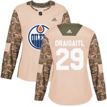 Women's Adidas Edmonton Oilers #29 Leon Draisaitl Camo Authentic 2017 Veterans Day Stitched NHL Jersey