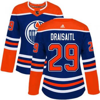 Women's Adidas Edmonton Oilers #29 Leon Draisaitl Royal Alternate Authentic Stitched NHL Jersey