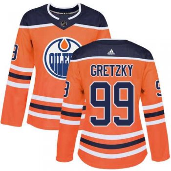 Women's Adidas Edmonton Oilers #99 Wayne Gretzky Orange Home Authentic Stitched NHL