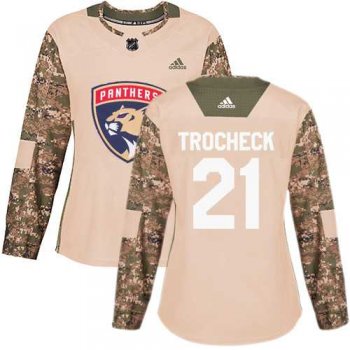 Women's Adidas Florida Panthers #21 Vincent Trocheck Camo Authentic 2017 Veterans Day Stitched NHL Jersey