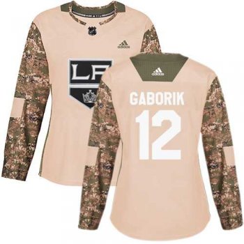 Women's Adidas Los Angeles Kings #12 Marian Gaborik Camo Authentic 2017 Veterans Day Stitched NHL Jersey