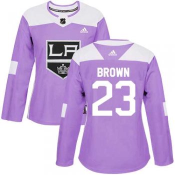 Women's Adidas Los Angeles Kings #23 Dustin Brown Purple Authentic Fights Cancer Stitched NHL