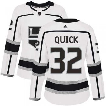 Women's Adidas Los Angeles Kings #32 Jonathan Quick White Road Authentic Stitched NHL Jersey