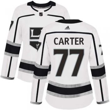 Women's Adidas Los Angeles Kings #77 Jeff Carter White Road Authentic Stitched NHL Jersey