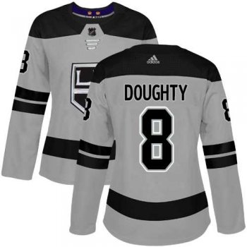 Women's Adidas Los Angeles Kings #8 Drew Doughty Gray Alternate Authentic Stitched NHL Jersey