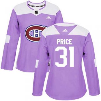 Women's Adidas Montreal Canadiens #31 Carey Price Purple Authentic Fights Cancer Stitched NHL