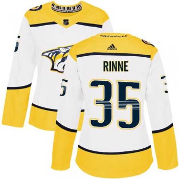 Women's Adidas Nashville Predators #35 Pekka Rinne White Road Authentic Stitched NHL Jersey