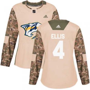 Women's Adidas Nashville Predators #4 Ryan Ellis Camo Authentic 2017 Veterans Day Stitched NHL Jersey