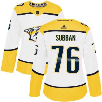 Women's Adidas Nashville Predators #76 P.K Subban White Road Authentic Stitched NHL Jersey