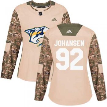 Women's Adidas Nashville Predators #92 Ryan Johansen Camo Authentic 2017 Veterans Day Stitched NHL Jersey