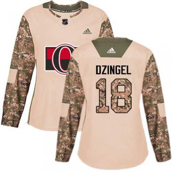 Women's Adidas Ottawa Senators #18 Ryan Dzingel Camo Authentic 2017 Veterans Day Stitched NHL Jersey