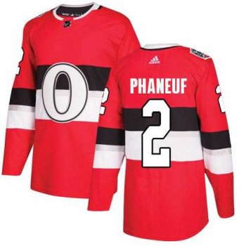 Women's Adidas Ottawa Senators #2 Dion Phaneuf Red Authentic 2017 100 Classic Stitched NHL Jersey