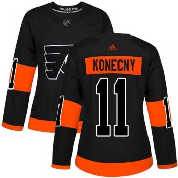 Women's Adidas Philadelphia Flyers #11 Travis Konecny Black Alternate Authentic Stitched NHL Jersey