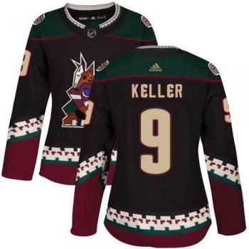 Women's Adidas Phoenix Coyotes #9 Clayton Keller Black Alternate Authentic Stitched NHL Jersey