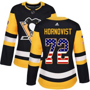 Women's Adidas Pittsburgh Penguins #72 Patric Hornqvist Black Home Authentic USA Flag Stitched NHL Jersey