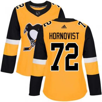 Women's Adidas Pittsburgh Penguins #72 Patric Hornqvist Gold Alternate Authentic Stitched NHL Jersey