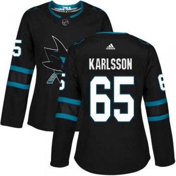 Women's Adidas San Jose Sharks #65 Erik Karlsson Black Alternate Authentic Stitched NHL Jersey