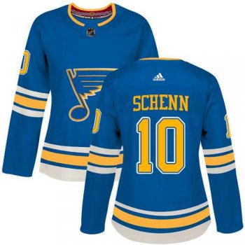 Women's Adidas St. Louis Blues #10 Brayden Schenn Blue Alternate Authentic Stitched NHL Jersey