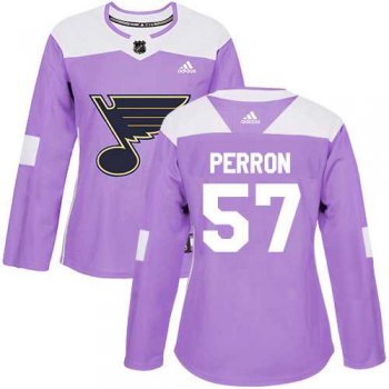 Women's Adidas St. Louis Blues #57 David Perron Purple Authentic Fights Cancer Stitched NHL Jersey