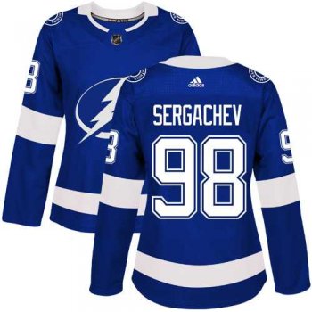 Women's Adidas Tampa Bay Lightning #98 Mikhail Sergachev Blue Home Authentic Stitched NHL Jersey