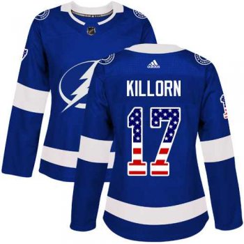 Women's Adidas Tampa Bay Lightning#17 Alex Killorn Blue Home Authentic USA Flag Stitched NHL Jersey