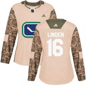 Women's Adidas Vancouver Canucks #16 Trevor Linden Camo Authentic 2017 Veterans Day Stitched NHL Jersey