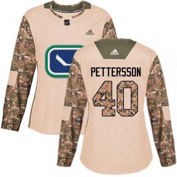 Women's Adidas Vancouver Canucks #40 Elias Pettersson Camo Authentic 2017 Veterans Day Stitched NHL Jersey