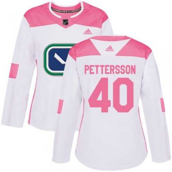 Women's Adidas Vancouver Canucks #40 Elias Pettersson White Pink Authentic Fashion Stitched NHL Jersey